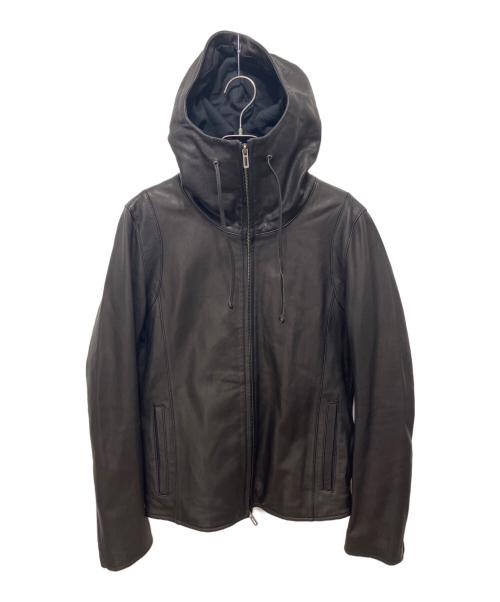 DOMENICO+SAVIO（ドメニコアンドサビオ）DOMENICO+SAVIO (ドメニコアンドサビオ) HOOD LETHER JACKET ブラック サイズ:44の古着・服飾アイテム