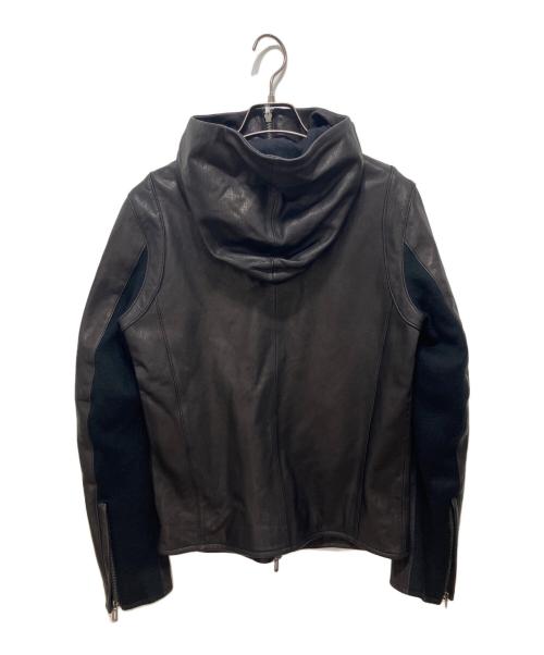 DOMENICO+SAVIO（ドメニコアンドサビオ）DOMENICO+SAVIO (ドメニコアンドサビオ) HOOD LETHER JACKET ブラック サイズ:44の古着・服飾アイテム