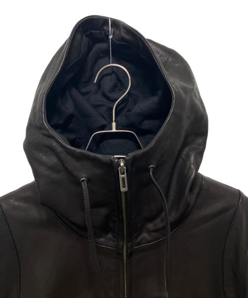 DOMENICO+SAVIO（ドメニコアンドサビオ）DOMENICO+SAVIO (ドメニコアンドサビオ) HOOD LETHER JACKET ブラック サイズ:44の古着・服飾アイテム