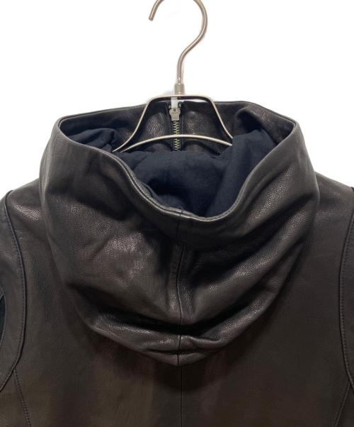 DOMENICO+SAVIO（ドメニコアンドサビオ）DOMENICO+SAVIO (ドメニコアンドサビオ) HOOD LETHER JACKET ブラック サイズ:44の古着・服飾アイテム