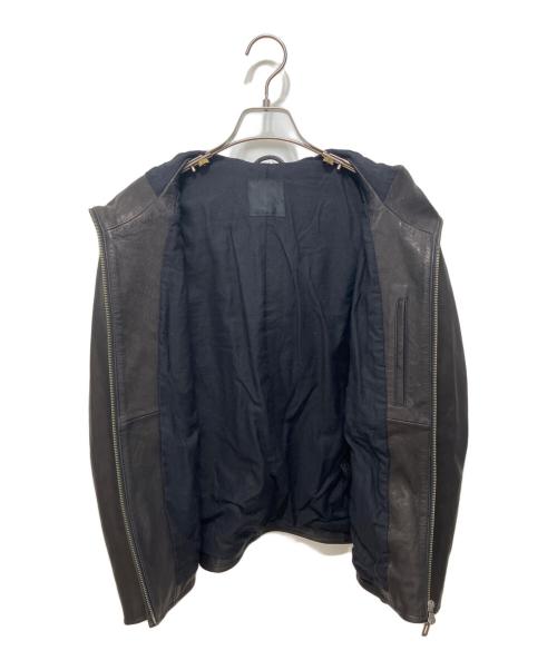 DOMENICO+SAVIO（ドメニコアンドサビオ）DOMENICO+SAVIO (ドメニコアンドサビオ) HOOD LETHER JACKET ブラック サイズ:44の古着・服飾アイテム