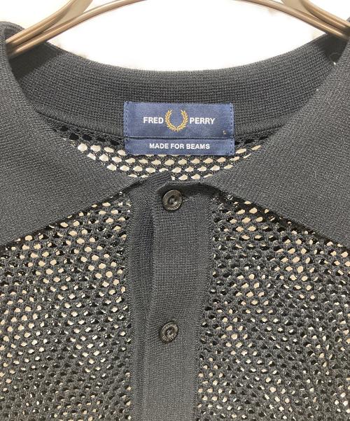 FRED PERRY（フレッドペリー）FRED PERRY (フレッドペリー) オープンニットポロシャツ ブラック サイズ:Lの古着・服飾アイテム
