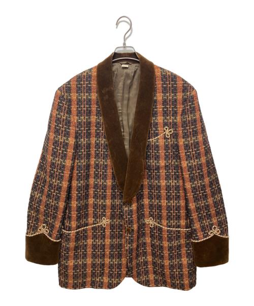 GUCCI（グッチ）GUCCI (グッチ) ゴールドラメ入りチェックツイードテーラードジャケット ゴールド サイズ:48の古着・服飾アイテム