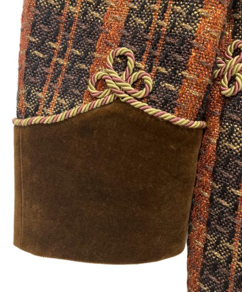 GUCCI（グッチ）GUCCI (グッチ) ゴールドラメ入りチェックツイードテーラードジャケット ゴールド サイズ:48の古着・服飾アイテム