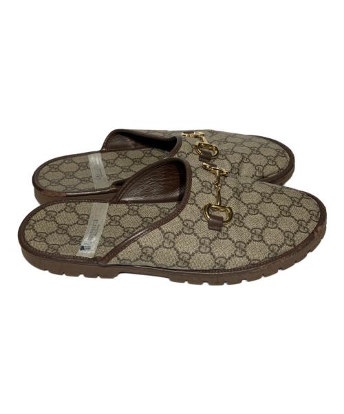 GUCCI（グッチ）GUCCI (グッチ) GGスプリーム ホースビット ミュール ブラウン×ベージュ サイズ:10の古着・服飾アイテム