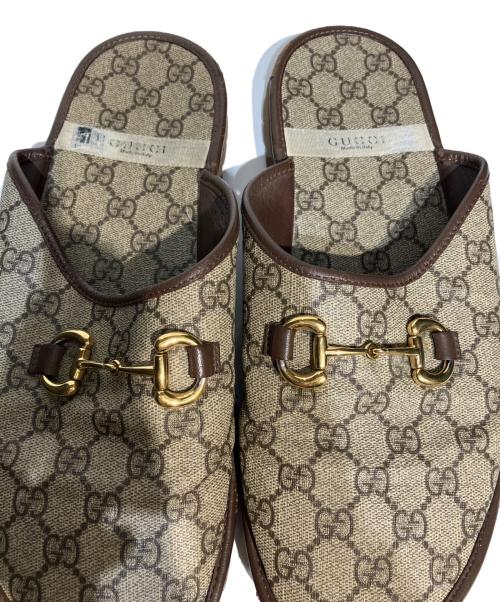 GUCCI（グッチ）GUCCI (グッチ) GGスプリーム ホースビット ミュール ブラウン×ベージュ サイズ:10の古着・服飾アイテム