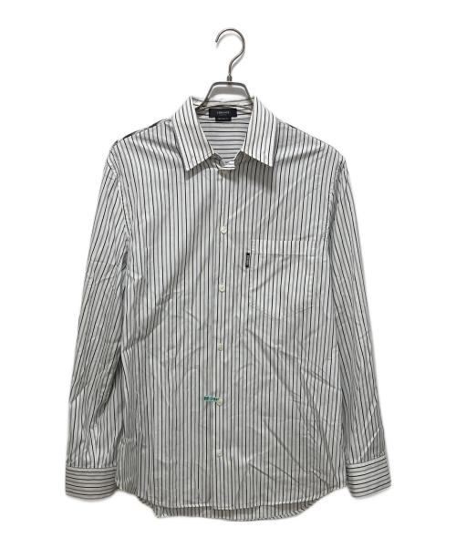 VERSACE（ヴェルサーチ）VERSACE (ヴェルサーチ) バックヨークシルク切替シャツ ブラック×ホワイト サイズ:46の古着・服飾アイテム
