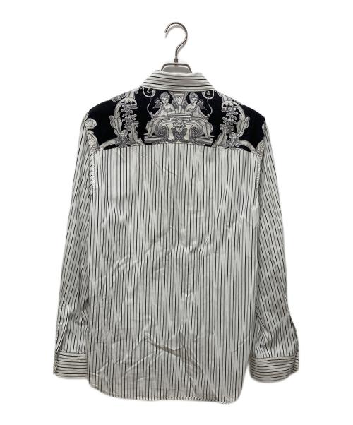 VERSACE（ヴェルサーチ）VERSACE (ヴェルサーチ) バックヨークシルク切替シャツ ブラック×ホワイト サイズ:46の古着・服飾アイテム