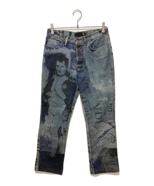 JUST CAVALLI（ジャストカヴァリ）JUST CAVALLI (ジャストカヴァリ) ナポレオンプリントデニムパンツ ブルー サイズ:31の古着・服飾アイテム