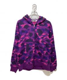 BAPE BY A BATHING APE（ベイプバイアベイシングエイプ）の古着「COLOR CAMO SHARK FULL ZIP HOODIE」｜パープル