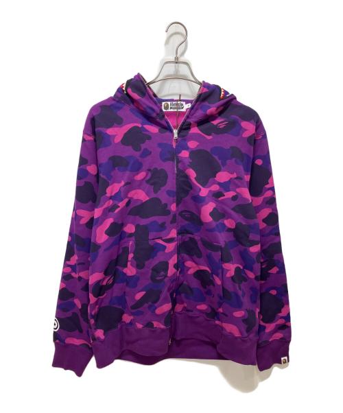 BAPE BY A BATHING APE（ベイプバイアベイシングエイプ）BAPE BY A BATHING APE (ベイプバイアベイシングエイプ) COLOR CAMO SHARK FULL ZIP HOODIE パープル サイズ:XL 未使用品の古着・服飾アイテム