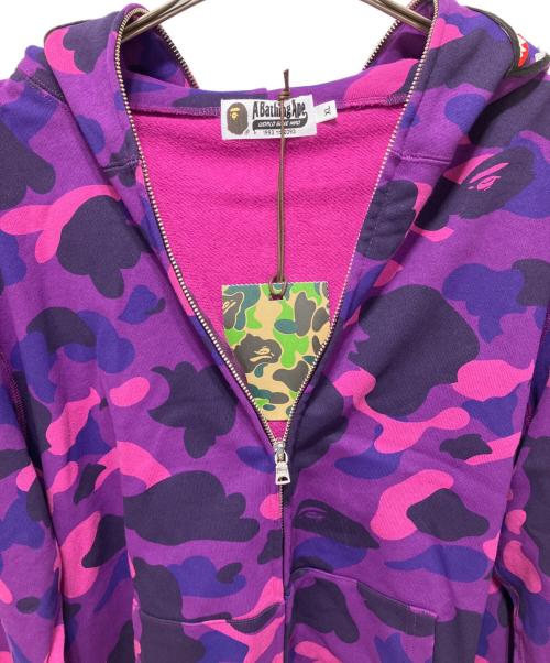 BAPE BY A BATHING APE（ベイプバイアベイシングエイプ）BAPE BY A BATHING APE (ベイプバイアベイシングエイプ) COLOR CAMO SHARK FULL ZIP HOODIE パープル サイズ:XL 未使用品の古着・服飾アイテム
