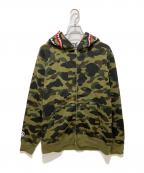 BAPE BY A BATHING APEベイプバイアベイシングエイプ）の古着「1st Camo Shark Full Zip Hoodie」｜グリーン