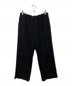INTERIMインテリム）の古着「WOOL CREPE SABLE VOILE DEADSTOCK FABRIC WIDE DRESS EASY PANTS」｜ブラック