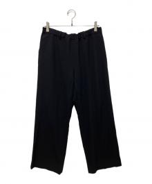INTERIM（インテリム）の古着「WOOL CREPE SABLE VOILE DEADSTOCK FABRIC WIDE DRESS EASY PANTS」｜ブラック