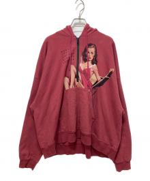 DAIRIKU（ダイリク）の古着「Pinup Girl Half zip Hoodie」｜レッド