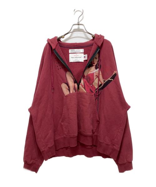 DAIRIKU（ダイリク）DAIRIKU (ダイリク) Pinup Girl Half zip Hoodie レッド サイズ:Mの古着・服飾アイテム
