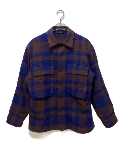 KAPTAIN SUNSHINE（キャプテンサンシャイン）KAPTAIN SUNSHINE (キャプテンサンシャイン) Mill Shirt Jacket ブラウン×ブルー サイズ:38の古着・服飾アイテム