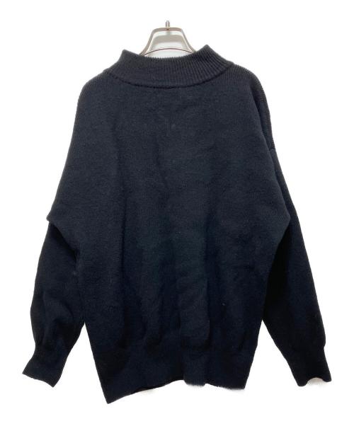 slopeslow（スロープスロウ）slopeslow (スロープスロウ) Hard twisted Shetland wool GOB sweater ブラック サイズ:Lの古着・服飾アイテム