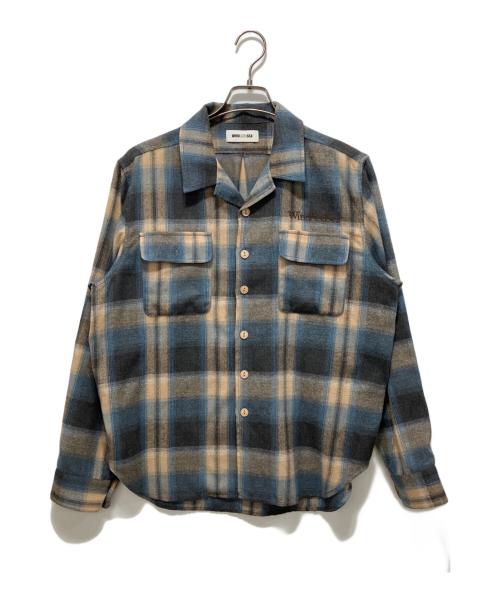 WIND AND SEA（ウィンダンシー）WIND AND SEA (ウィンダンシー) 開襟 オンブレチェック ベージュ×ブルー サイズ:Mの古着・服飾アイテム