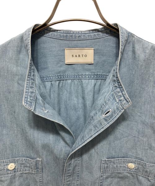 SARTO（サルト）SARTO (サルト) バンドカラーシャツ ブルー サイズ:Mの古着・服飾アイテム