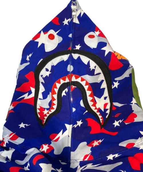 A BATHING APE（アベイシングエイプ）A BATHING APE (アベイシングエイプ) STA Strike Camo Shark フルジップパーカー ブルー サイズ:L 未使用品の古着・服飾アイテム