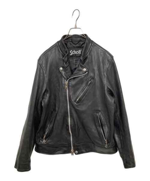 Schott（ショット）Schott (ショット) ダブルブレスト ラム レザーライダースジャケット ブラック サイズ:Ｌの古着・服飾アイテム
