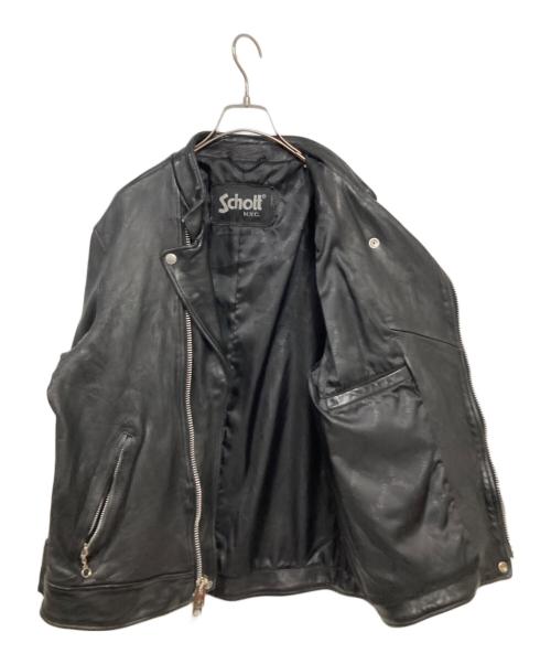 Schott（ショット）Schott (ショット) ダブルブレスト ラム レザーライダースジャケット ブラック サイズ:Ｌの古着・服飾アイテム
