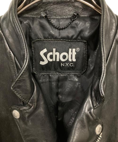 Schott（ショット）Schott (ショット) ダブルブレスト ラム レザーライダースジャケット ブラック サイズ:Ｌの古着・服飾アイテム