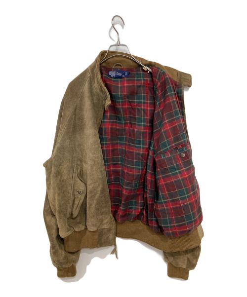 POLO RALPH LAUREN（ポロ・ラルフローレン）POLO RALPH LAUREN (ポロ・ラルフローレン) 90’Sスウェード 裏地チェック スイングトップ ブラウン サイズ:XLの古着・服飾アイテム
