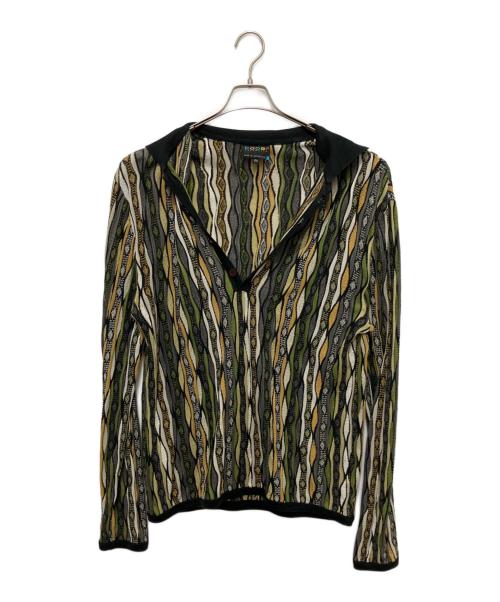 Coogi（クージー）Coogi (クージー) 3D ニットポロシャツ グリーン×ベージュ サイズ:2XLの古着・服飾アイテム