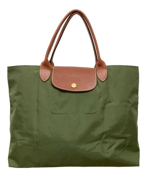 LONGCHAMP（ロンシャン）LONGCHAMP (ロンシャン) トートバッグ グリーン×ブラウンの古着・服飾アイテム