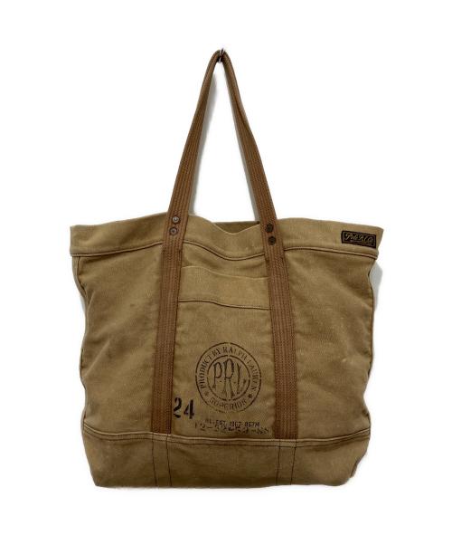 POLO RALPH LAUREN（ポロ・ラルフローレン）POLO RALPH LAUREN (ポロ・ラルフローレン) USED加工ステンシルキャンバストートバッグ ブラウンの古着・服飾アイテム