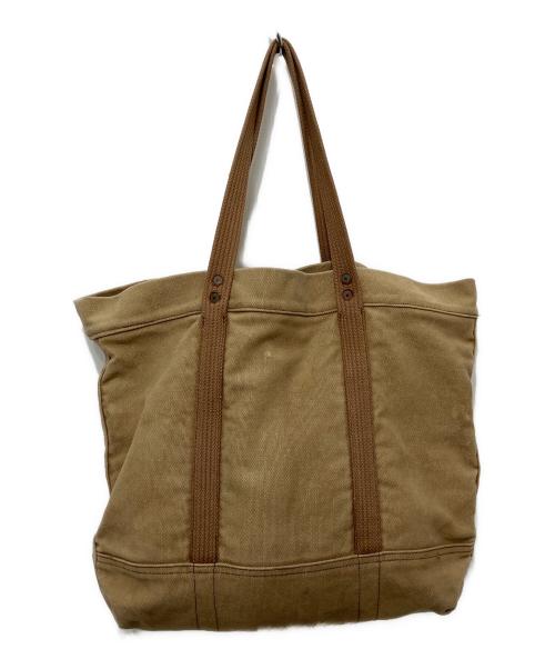 POLO RALPH LAUREN（ポロ・ラルフローレン）POLO RALPH LAUREN (ポロ・ラルフローレン) USED加工ステンシルキャンバストートバッグ ブラウンの古着・服飾アイテム