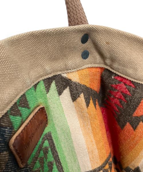 POLO RALPH LAUREN（ポロ・ラルフローレン）POLO RALPH LAUREN (ポロ・ラルフローレン) USED加工ステンシルキャンバストートバッグ ブラウンの古着・服飾アイテム