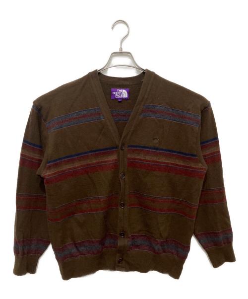 THE NORTHFACE PURPLELABEL（ザ・ノースフェイス パープルレーベル）THE NORTHFACE PURPLELABEL (ザ・ノースフェイス パープルレーベル) Merino Field Striped Cardigan ブラウン サイズ:Lの古着・服飾アイテム