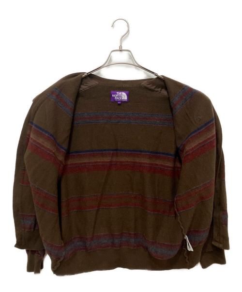 THE NORTHFACE PURPLELABEL（ザ・ノースフェイス パープルレーベル）THE NORTHFACE PURPLELABEL (ザ・ノースフェイス パープルレーベル) Merino Field Striped Cardigan ブラウン サイズ:Lの古着・服飾アイテム