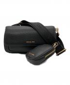 MICHAEL KORSマイケルコース）の古着「Jet Set Travel Small Pebbled Leather Crossbody Bag With Pouch」｜ブラック
