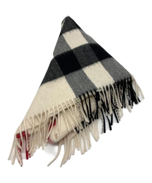 BURBERRY LONDON（バーバリーロンドン）BURBERRY LONDON (バーバリーロンドン) カシミヤメガチェックストール ホワイト×ブラック サイズ:167×85cmの古着・服飾アイテム