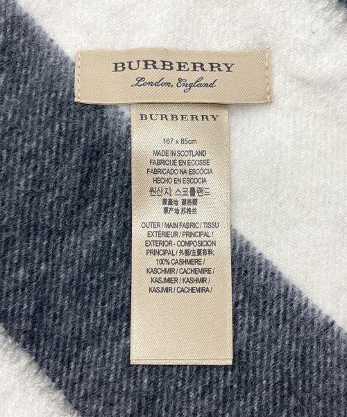 BURBERRY LONDON（バーバリーロンドン）BURBERRY LONDON (バーバリーロンドン) カシミヤメガチェックストール ホワイト×ブラック サイズ:167×85cmの古着・服飾アイテム