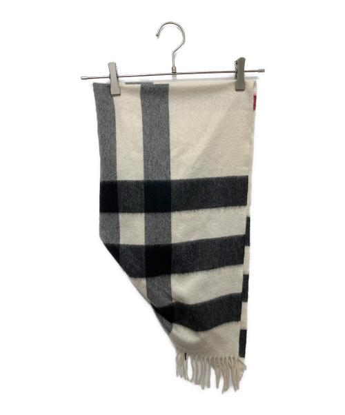 BURBERRY LONDON（バーバリーロンドン）BURBERRY LONDON (バーバリーロンドン) カシミヤメガチェックストール ホワイト×ブラック サイズ:167×85cmの古着・服飾アイテム