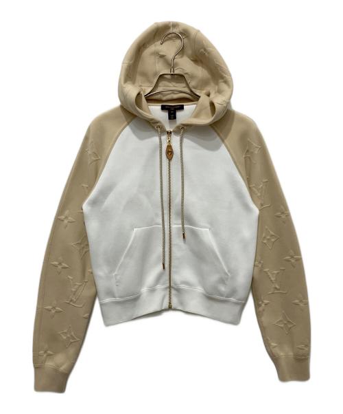 LOUIS VUITTON（ルイ ヴィトン）LOUIS VUITTON (ルイ ヴィトン) カラーブロックジップアップフーディ ベージュ×ホワイト サイズ:XSの古着・服飾アイテム