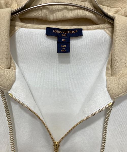 LOUIS VUITTON（ルイ ヴィトン）LOUIS VUITTON (ルイ ヴィトン) カラーブロックジップアップフーディ ベージュ×ホワイト サイズ:XSの古着・服飾アイテム