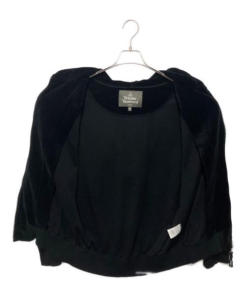 Vivienne Westwood man（ヴィヴィアン ウェストウッド マン）Vivienne Westwood man (ヴィヴィアン ウェストウッド マン) 2トーンベロアジップパーカー ブラック×グリーン サイズ:SIZE44の古着・服飾アイテム