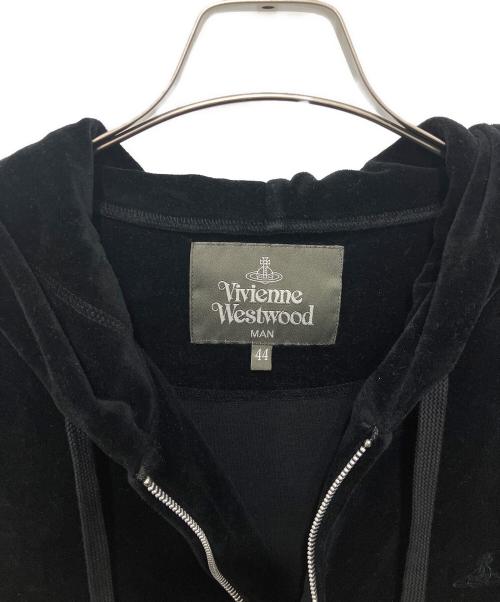 Vivienne Westwood man（ヴィヴィアン ウェストウッド マン）Vivienne Westwood man (ヴィヴィアン ウェストウッド マン) 2トーンベロアジップパーカー ブラック×グリーン サイズ:SIZE44の古着・服飾アイテム