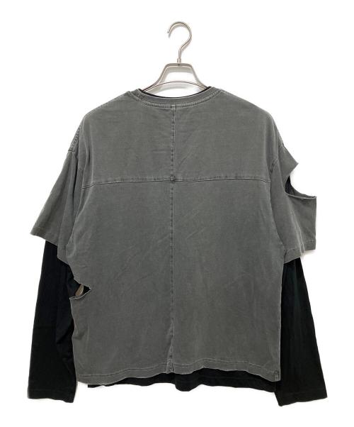 LAST NEST（ラストネスト）LAST NEST (ラストネスト) Layered T-shirts グレー×ブラック サイズ:Lの古着・服飾アイテム