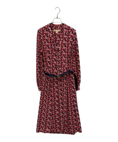 MICHAEL KORS（マイケルコース）MICHAEL KORS (マイケルコース) フラワープリントシャツワンピース レッド×ネイビー サイズ:Mの古着・服飾アイテム