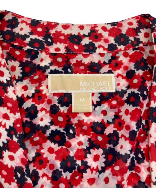 MICHAEL KORS（マイケルコース）MICHAEL KORS (マイケルコース) フラワープリントシャツワンピース レッド×ネイビー サイズ:Mの古着・服飾アイテム