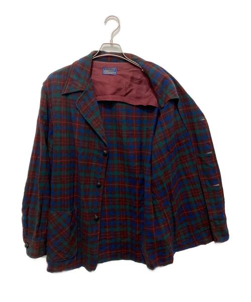 PENDLETON（ペンドルトン）PENDLETON (ペンドルトン) 50s チェックテーラードジャケット ブラウン×ブルー サイズ:Lの古着・服飾アイテム