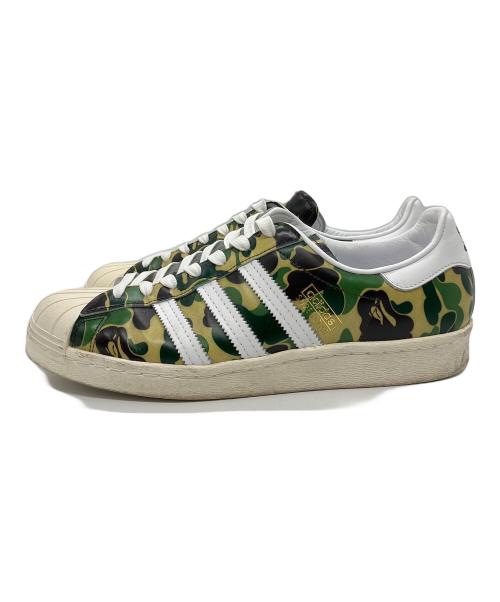 adidas（アディダス）adidas (アディダス) A BATHING APE (アベイシングエイプ) コラボローカットスニーカー グリーン×ブラウン サイズ:28の古着・服飾アイテム